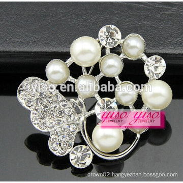 fresh water pearl crystal butterfly wing brooch